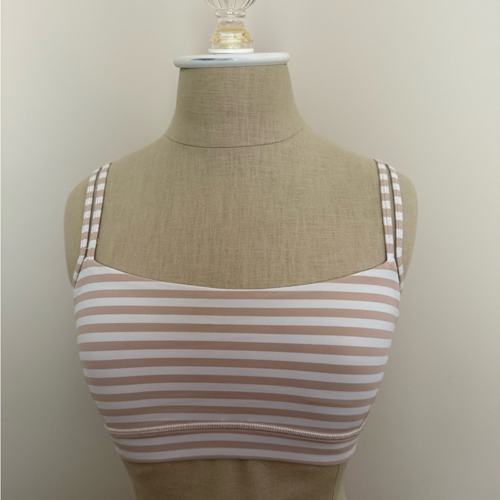 Lululemon Striped Beige and White Sports Bra
